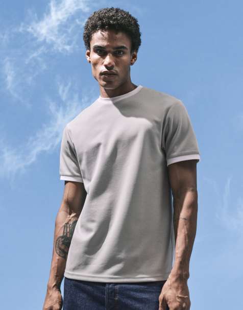 ASOS DESIGN breatheMAX™ regular fit t-shirt with tonal ringer in light green