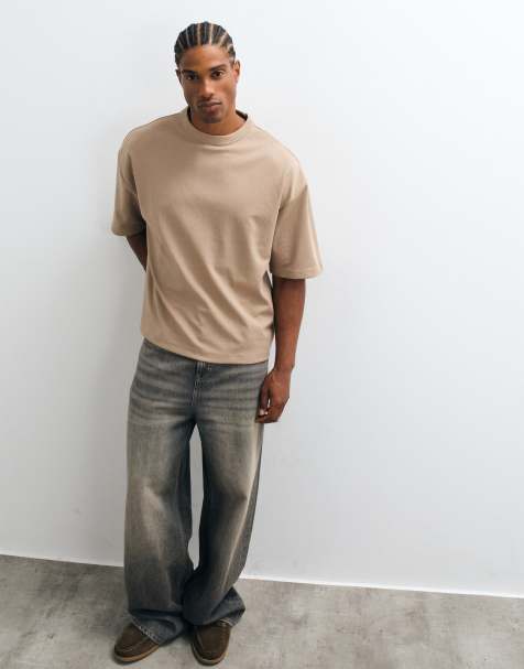 ASOS DESIGN – breatheMAX™ – Schweres, kastiges Oversize-T-Shirt aus Baumwollmix in Beige - view 1