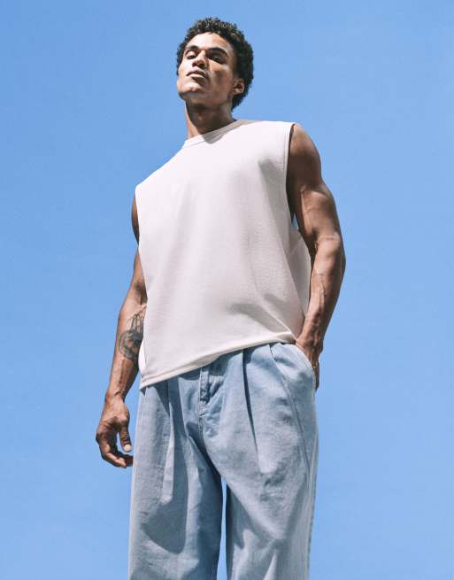ASOS DESIGN – breatheMAX™ – Schweres Oversize-Tanktop aus Baumwollmix in Cremeweiß , 2 von 5