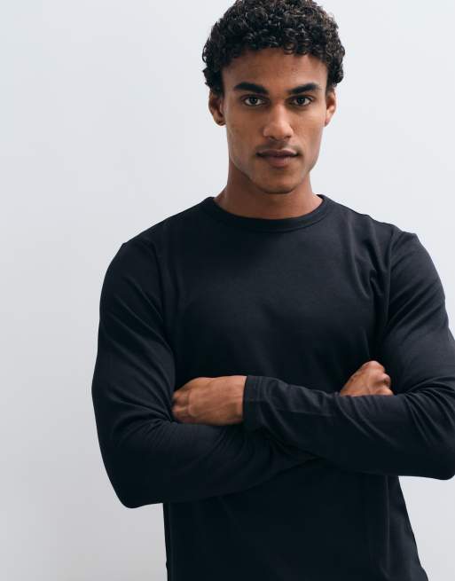 ASOS DESIGN – breatheMAX™ – Schweres Regular-Fit-Langarmshirt aus Baumwollmix in Schwarz  , 2 von 5