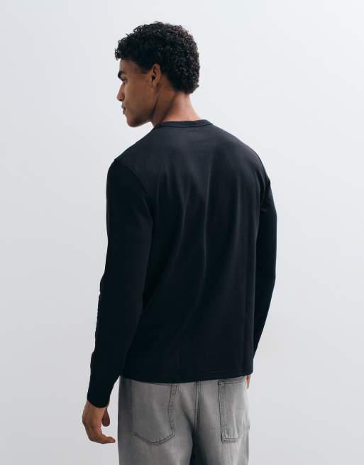 ASOS DESIGN – breatheMAX™ – Schweres Regular-Fit-Langarmshirt aus Baumwollmix in Schwarz  , 4 von 5
