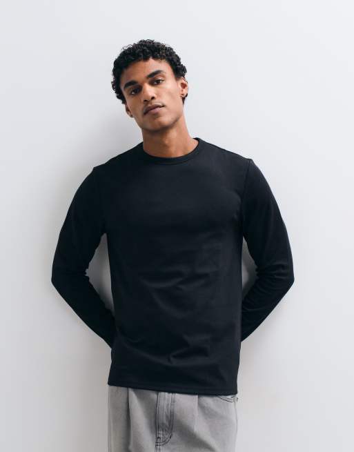 ASOS DESIGN – breatheMAX™ – Schweres Regular-Fit-Langarmshirt aus Baumwollmix in Schwarz  , 5 von 5