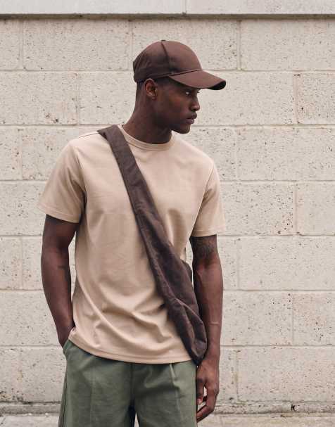 ASOS DESIGN – breatheMAX™ – Schweres Regular-Fit-T-Shirt aus Baumwollmix in Beige - view 1