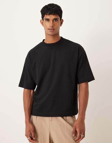 ASOS DESIGN - BreatheMAX™ - Sort oversized firkantet T-shirt i kraftig bomuldsblanding - view 1