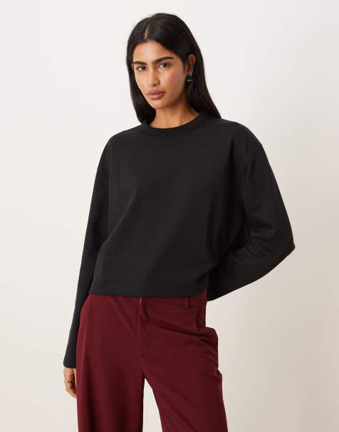 ASOS DESIGN – BreatheMAX™ – Svart, kort t-shirt med boxig passform och långa ärmar - view 1