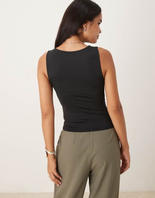 ASOS DESIGN – breatheMAX™ – Svart linne med fyrkantig ringning i polyamid, 4 av 4