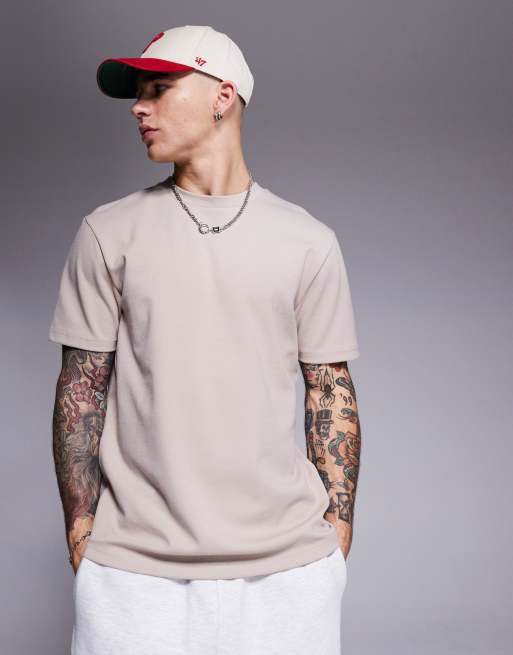 ASOS DESIGN – BreatheMAX – Szarobeżowy gruby T-shirt