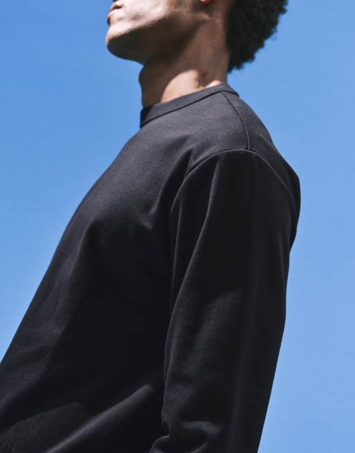 ASOS DESIGN - breatheMAX™ - T-shirt a maniche lunghe comoda pesante nera in misto cotone , 3 di 5
