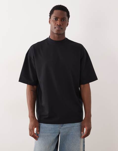 ASOS DESIGN - breatheMAX™ - T-shirt oversize épais en coton mélangé à col montant - Noir - view 1