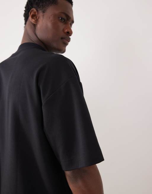 ASOS DESIGN - breatheMAX™ - T-shirt oversize épais en coton mélangé à col montant - Noir, 5 de 5