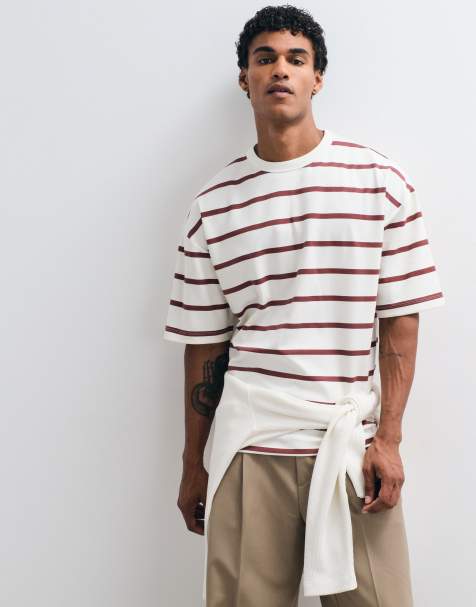 ASOS DESIGN – breatheMAX™ – T-shirt oversize w czerwone paski - view 1