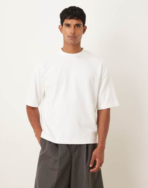 ASOS DESIGN - breatheMAX™ - T-shirt squadrata oversize in misto cotone pesante bianca - view 1