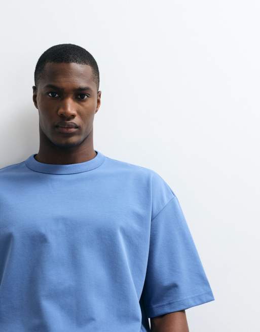 ASOS DESIGN - breatheMAX - T-shirt squadrata oversize in misto cotone pesante blu, 2 di 5