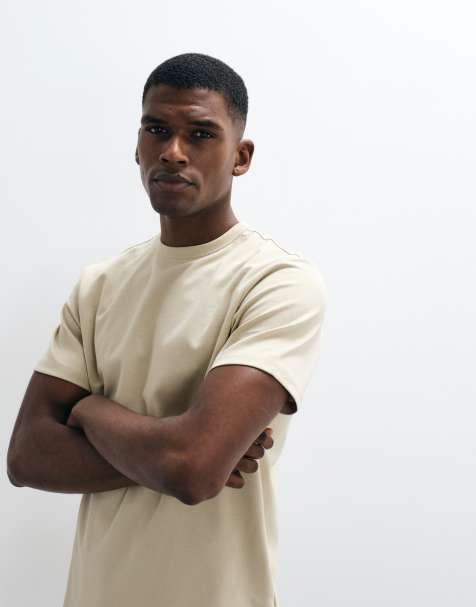 ASOS DESIGN - breatheMAX™ - T-shirt vestibilità classica in misto cotone pesante color pietra - view 1
