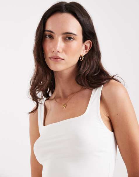 ASOS DESIGN – breatheMAX™ – Vitt linne i polyamid med fyrkantig halsringning - view 1