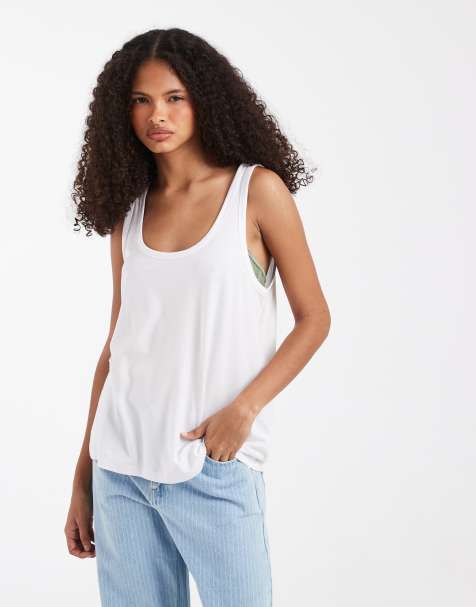 ASOS DESIGN – breatheMAX™ – Vitt, slouchy linne i lyocell med djup halsringning - view 1