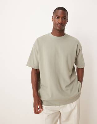 ASOS DESIGN – BreatheMAX™ – Zielony gruby T-shirt oversize - view 1