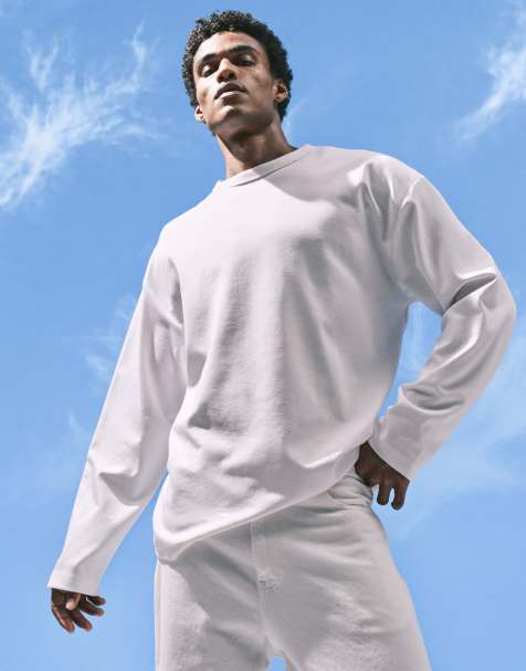 ASOS DESIGN – breatheMAXTM – Vit, kraftig, oversize t-shirt i bomullsmix med långa ärmar - view 1