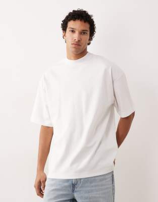 ASOS DESIGN - breathMAX™ - T-shirt oversize épais en coton mélangé à col montant - Blanc