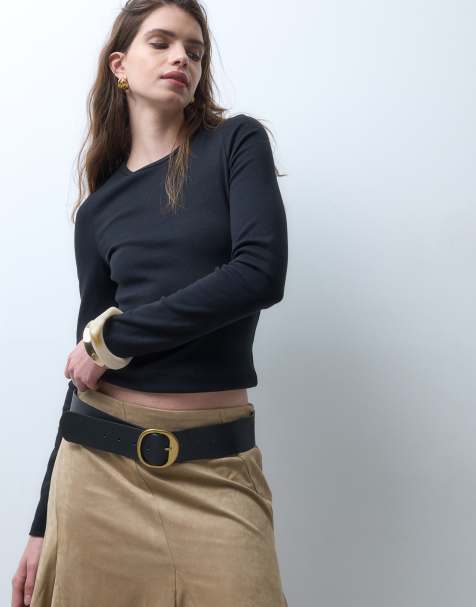 ASOS DESIGN bred chunky bælte til talje og hofte med spænde i guld - view 1