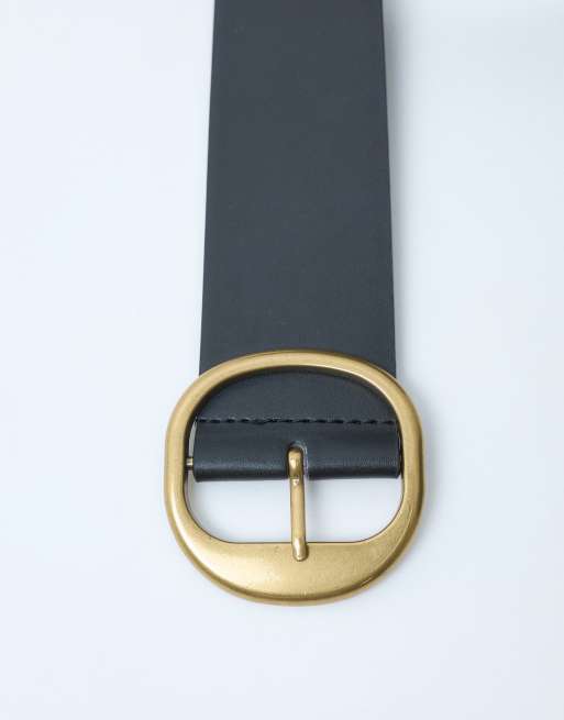 ASOS DESIGN bred chunky bælte til talje og hofte med spænde i guld, 4 af 4