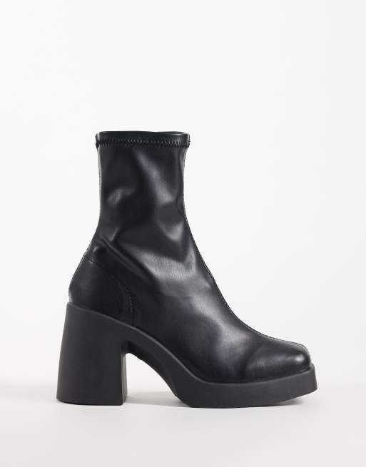 ASOS DESIGN bred passform Edison boots med fyrkantig tå och grov klack i svart, 2 av 4