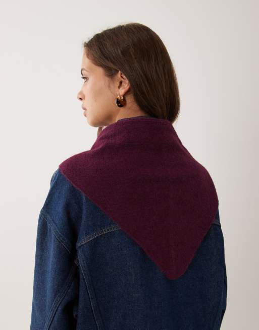 ASOS DESIGN bred trekantskærf med bindebånd i plum, 3 af 3