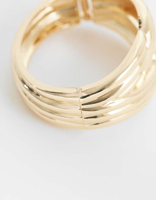 ASOS DESIGN - Brede armband met geweven ontwerp in goudkleur, 3 van 3