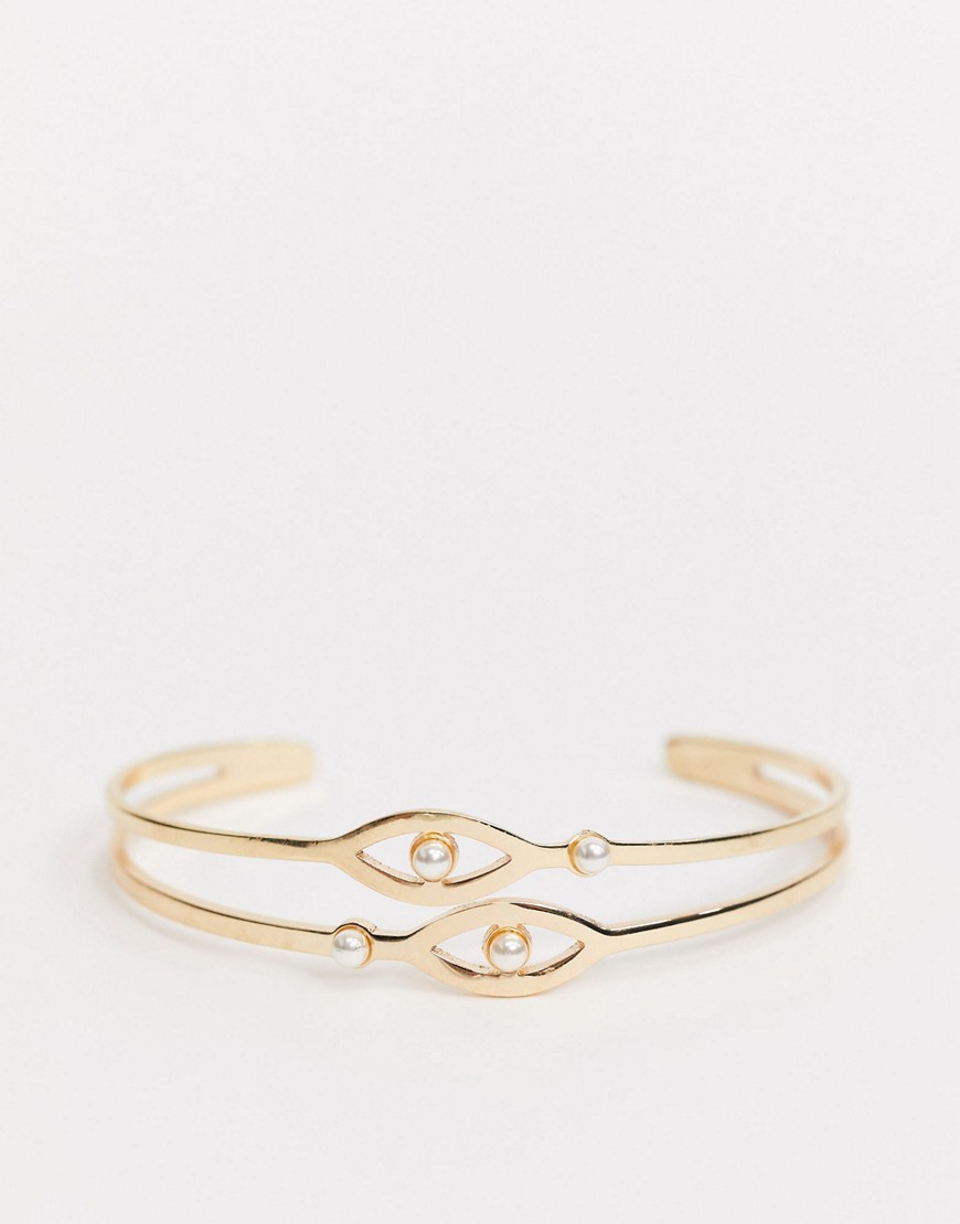 ASOS DESIGN - Brede armband met open oogjes ontwerp in goud