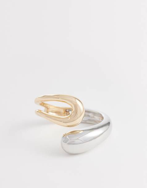 ASOS DESIGN - Brede armband van gemengde metalen in goud- en zilverkleur - view 1