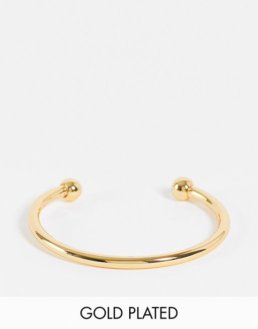 ASOS DESIGN - Brede armband verguld met 14K goud en bolletjes aan de uiteinden