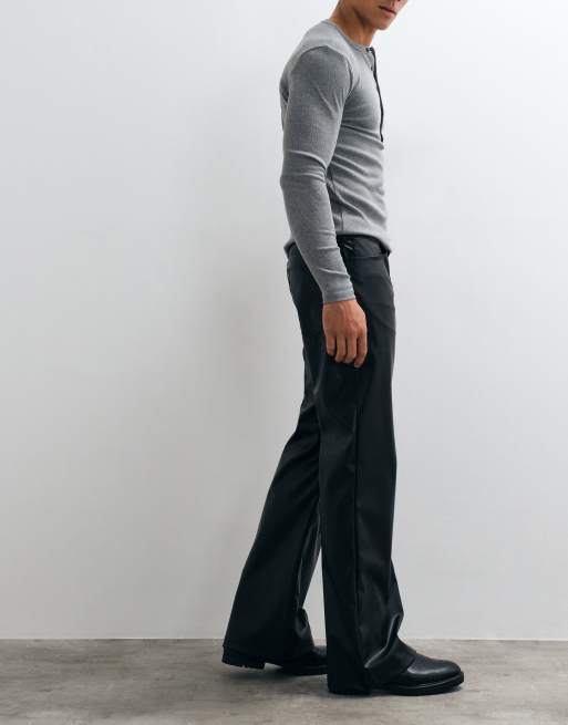 ASOS DESIGN brede bukser med svaj i sort imiteret læder, 3 af 10