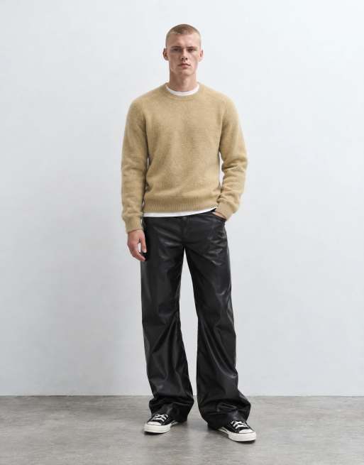 ASOS DESIGN brede bukser med svaj i sort imiteret læder, 7 af 10
