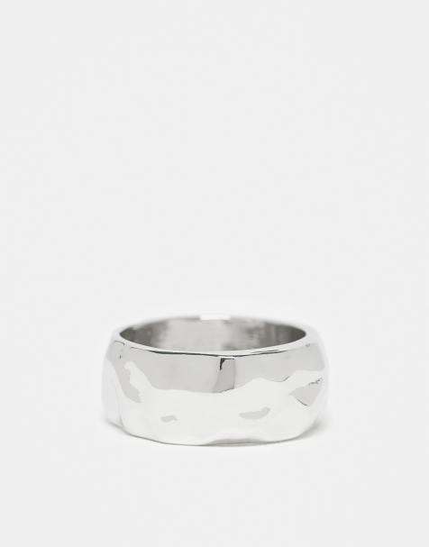 ASOS DESIGN - Brede gesmolten ring in zilver - view 1