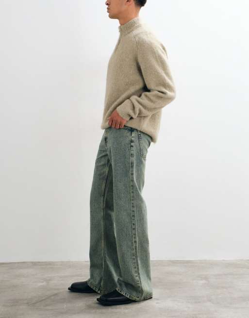 ASOS DESIGN brede jeans med svaj i mellemvask blå, 2 af 5