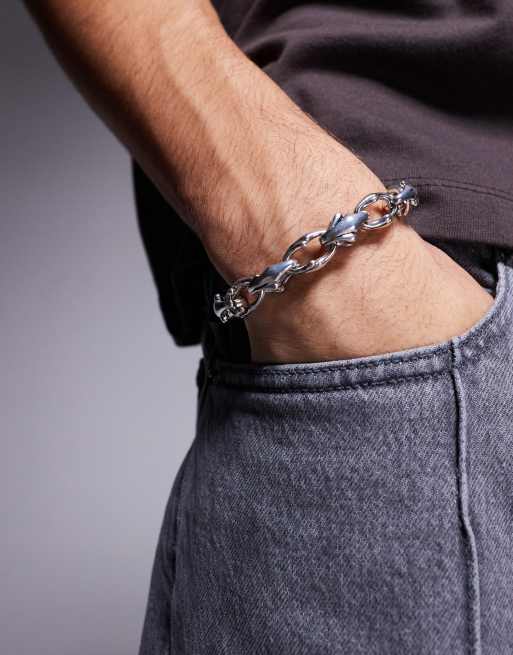 ASOS DESIGN - Brede kettingarmband in zilverkleurig gepolijst