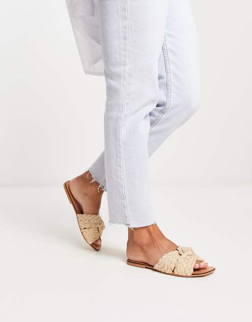 ASOS DESIGN - Brede Pasvorm - Flossie - Geweven platte sandalen in naturel, 4 van 4