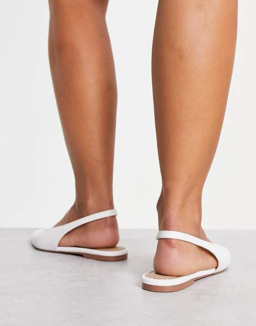 ASOS DESIGN - Brede Pasvorm - Lala - Slingback ballerina's in wit met hagedissenprint, 2 van 4