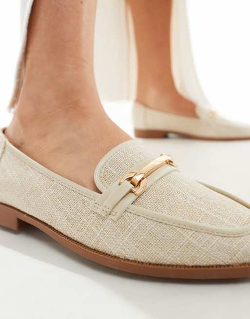 ASOS DESIGN - Brede pasvorm - Verity - Platte loafers met trens van natuurlijke stof, 2 van 4