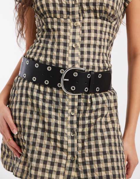 ASOS DESIGN - Brede riem voor lage taille met oogjes in zwart - view 1