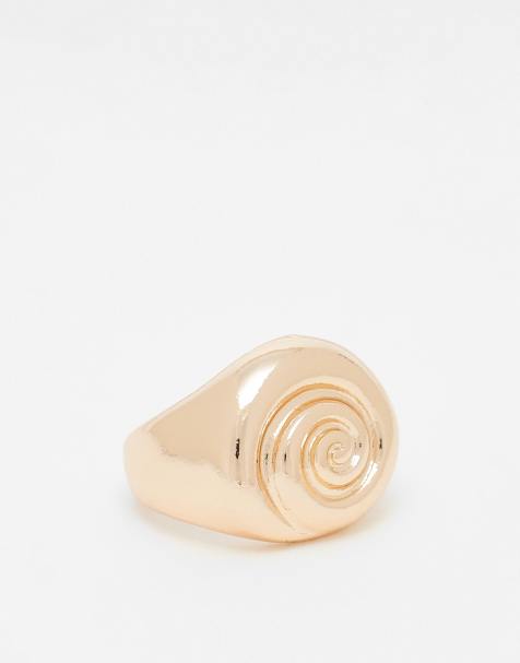 ASOS DESIGN - Brede ring met schelpmotief in goudkleur - view 1