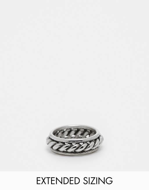 ASOS DESIGN - Brede ring van waterbestendig, roestvrij staal met touwdetail in gepolijste zilverkleur