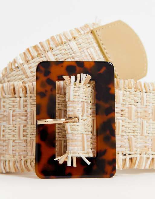 ASOS DESIGN - Brede tailleriem van stro met tortoise gesp , 3 van 4