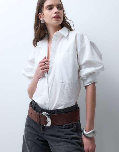 ASOS DESIGN bredt bælte i imiteret ruskind med stort halvmåneformet spænde i chokoladebrun - view 1