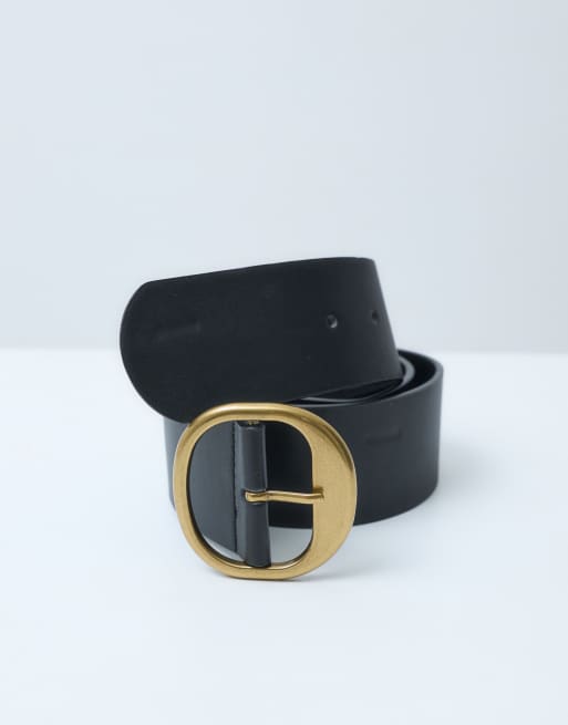 ASOS DESIGN bredt kraftigt skärp med spänne för midja och höft i guld, 3 av 4