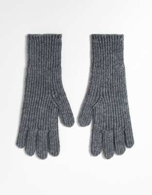 ASOS DESIGN - Breit gerippte Strickhandschuhe in Anthrazit-Grau