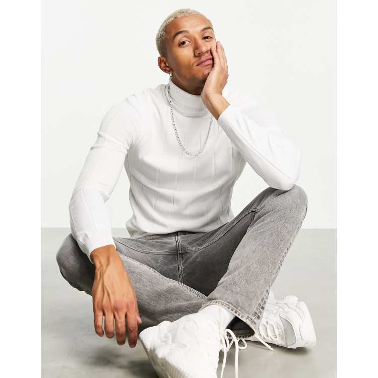 Rollkragenpullover Geripptes Muskelshirt Mit Rollkragen DE Herren