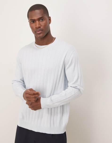 ASOS DESIGN – Breit gerippter Strickpullover in Hellblau mit lockerem Schnitt - view 1