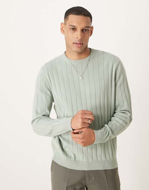ASOS DESIGN – Breit gerippter Strickpullover in Hellgrün mit lässigem Schnitt - view 1
