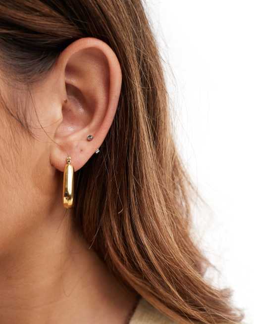 ASOS DESIGN – Breite goldfarbene Creolen aus wasserfestem Edelstahl mit eckigem Design, 4 von 4